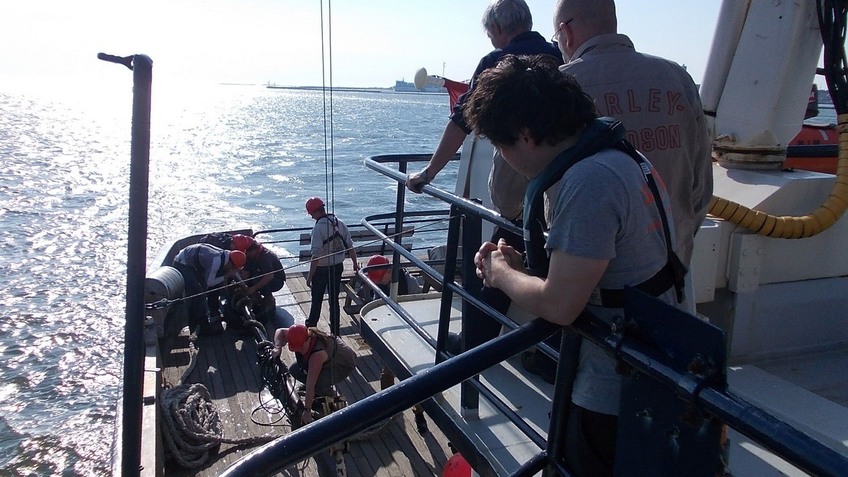 Students on board R/V OCTANS off the frisian coast/NL